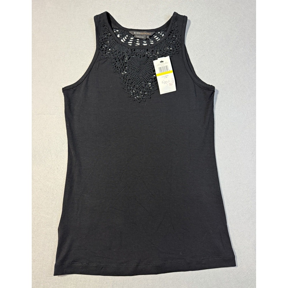 BCBGMAXAZRIA NWT Black Crochet Tank Top Size M